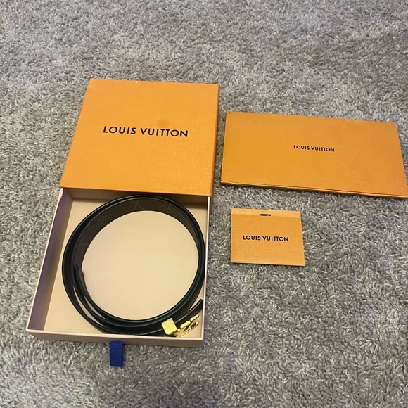Louis Vuitton Accessories - Louis Vuitton Black Belt with Gold Accents